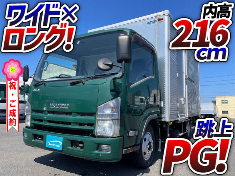 0963 H25 TKG-NPR85AN いすゞ エルフ アルミバン 跳ね上げパワーゲート ワイド ロング サイド扉 日本フルハーフ 2t 小型 ドライバン パネルバン