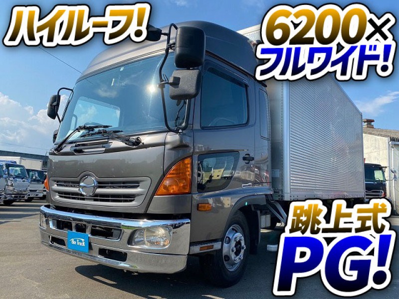 1429 H29 TKG-FD7JLAA 日野 レンジャー アルミバン ドライバン 跳ね上げパワーゲート ハイルーフ フルキャブ/ベッド付き フルワイド 6200 4t 8t 中型 箱車