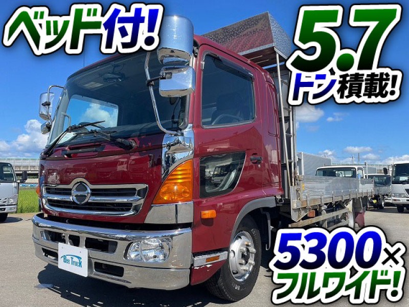 1471 H25 TKG-GD7JJAA 日野 増トンレンジャー アルミブロック 平ボディ ベッド付き 5.7トン積載 ショートボディ 5300 リーフサスペンション 5t 6t 10t 中型 大型