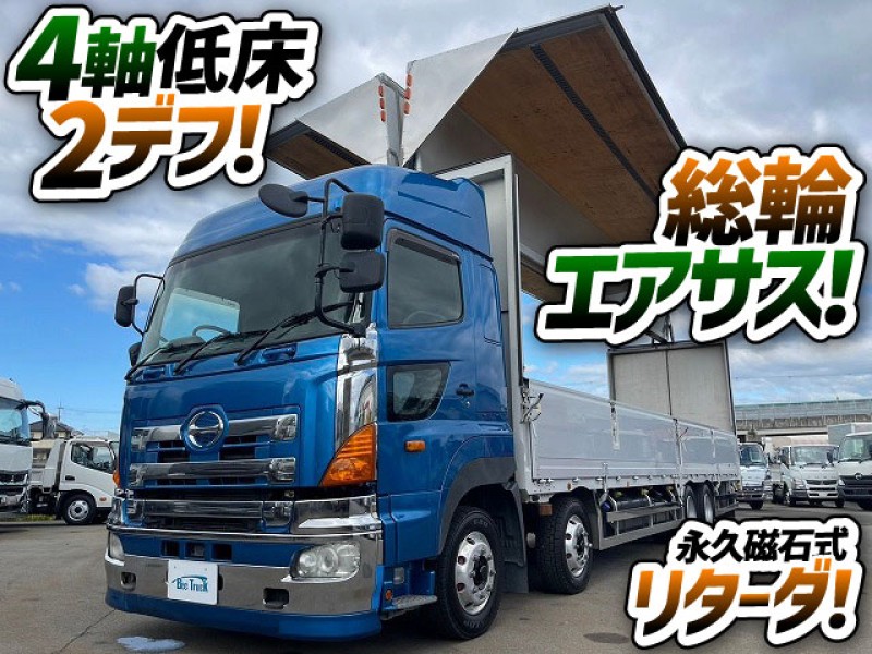 1521 H23 LKG-FW1EXBJ 日野 プロフィア アルミウイング ハイルーフ 4軸低床2デフ 総輪エアサス 永久磁石式リターダ アルミホイール E13C 380馬力 10t 25t 大型 バン 箱車