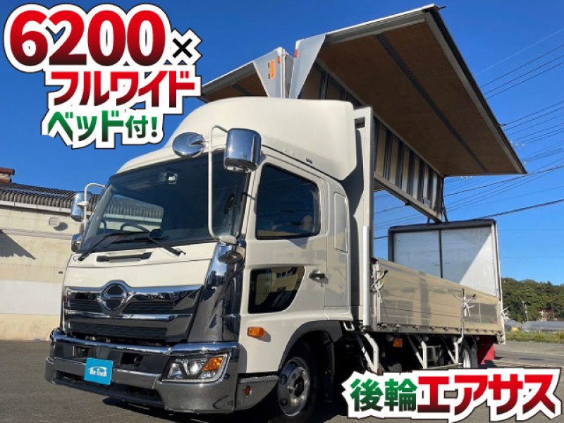 1560 R1 2PG-FD2ABG 車検付 日野 レンジャー アルミウイング 後輪エアサス 6200 フルワイド ベッド付き 4t 8t 中型 箱車 バン