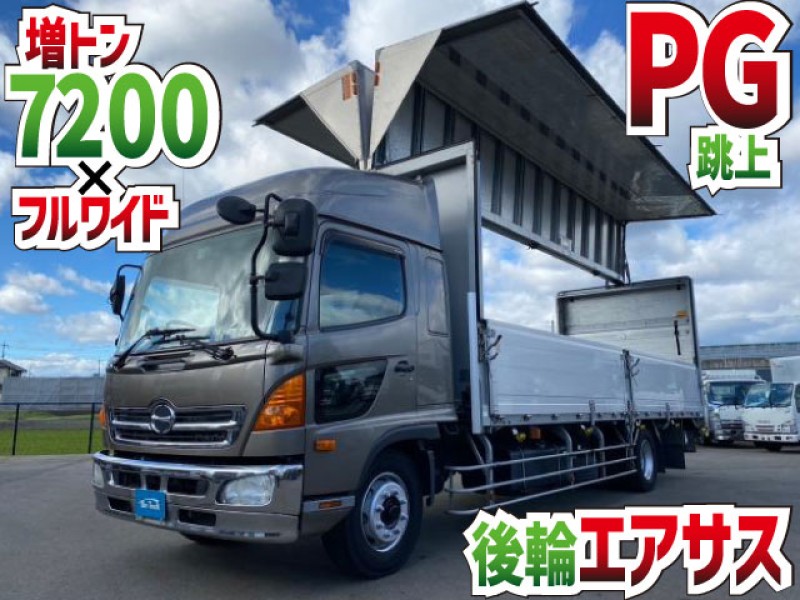 1557 H24 QKG-FE7JPAG 日野 増トンレンジャー アルミウイング 跳ね上げパワーゲート 後輪エアサス 7200 フルワイド ベッド付き 4t 8t 中型 箱車 バン