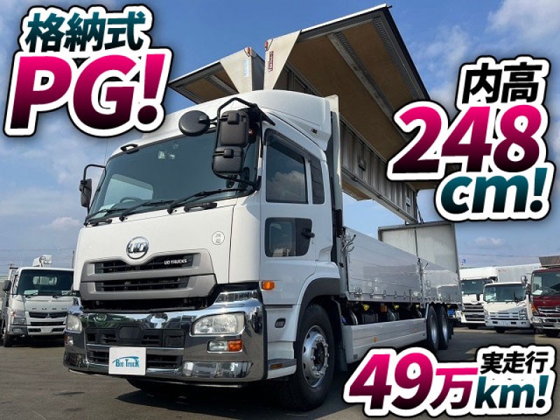 1628 QKG-CD5ZA H26 UDトラックス クオン アルミウイング 格納式パワーゲート 3軸1デフ 後輪エアサス エスコットⅤ GH11 10t 25t 大型 バン 箱車