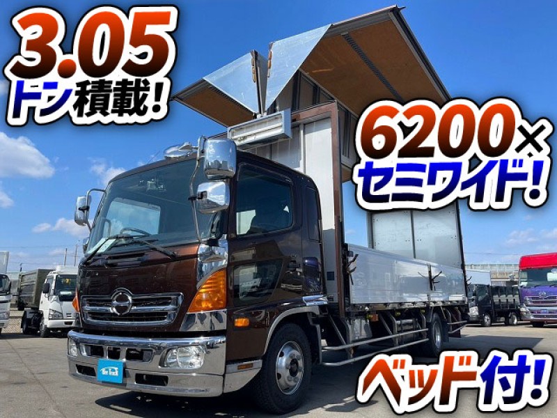 1678 TKG-FD9JLAA H28 日野 レンジャー アルミウイング フルキャブ/ベッド付き 6200 セミワイド 6速MT車 トランテックス 4t 8t 中型 バン 箱車