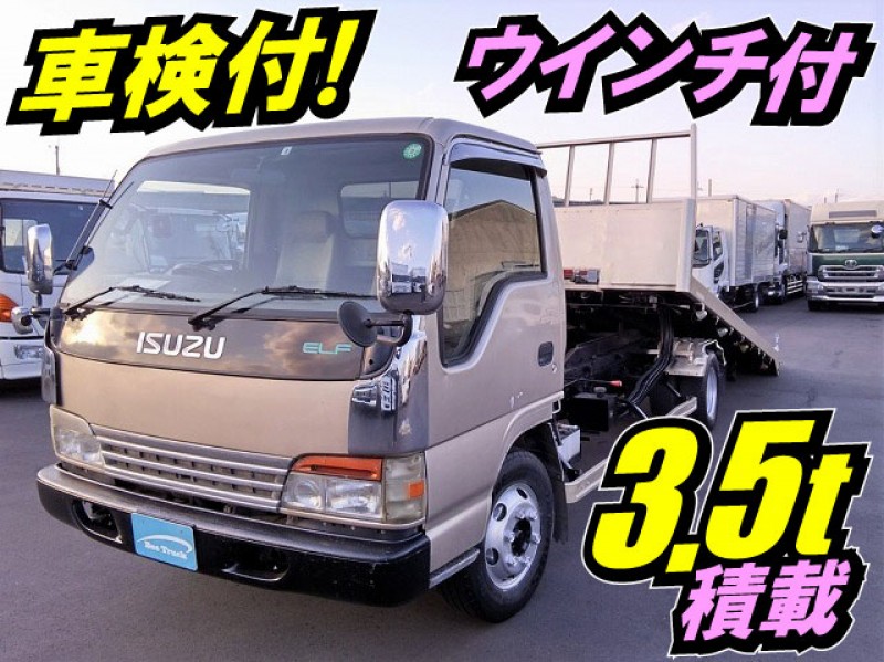 【車検付】3.5t積載★ワイド・超ロング◆ウインチ付き◎車両運搬・重機運搬・農機具運搬