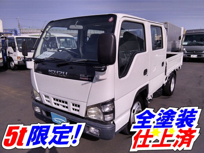 【車検付】H17 いすゞ エルフ ダブルキャブ Wキャブ 定員6名 4ナンバー 5トン限定 全塗装仕上げ