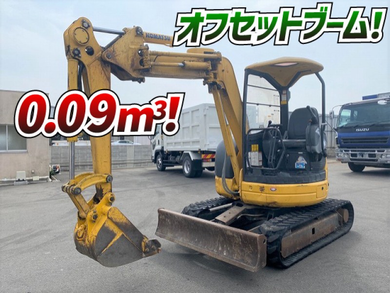 H23 2011年式 KOMATSU コマツ ミニ油圧ショベル ミニユンボ 超小旋回型 オフセットブーム 0.09立米 キャノピー ゴムキャタ