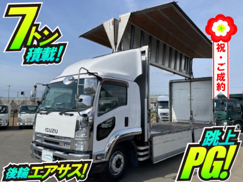 H24 いすゞ 増トンフォワード アルミウイング 6200 フルワイド 跳ね上げパワーゲート 後輪エアサス トランテックス 7t 中型 大型