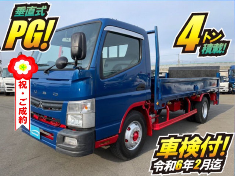 車検付 H24 三菱ふそう キャンター 平ボディ 垂直式パワーゲート ワイド ロング 極東開発工業 4t 小型