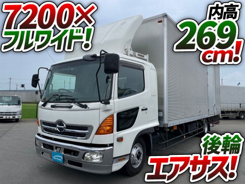 0800 H18 BDG-FD8JPWG 日野 レンジャー アルミバン 7200 フルワイド 後輪エアサス 両側サイド扉 日本フルハーフ 4t 8t 中型 ドライバン パネルバン